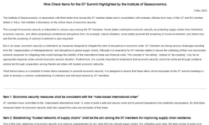 IOG submitted ‘Nine Check Items for the G7 Summit’ to Japanese government